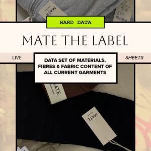 Mate The Label Clothing Data: Materials, Fibres & Fabric Content of all Current Garments