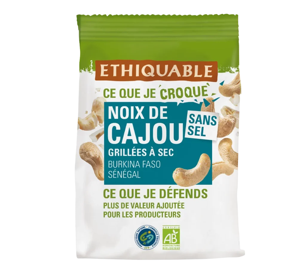 Ethiquable Dry-roasted unsalted cashews (fair-trade organic)