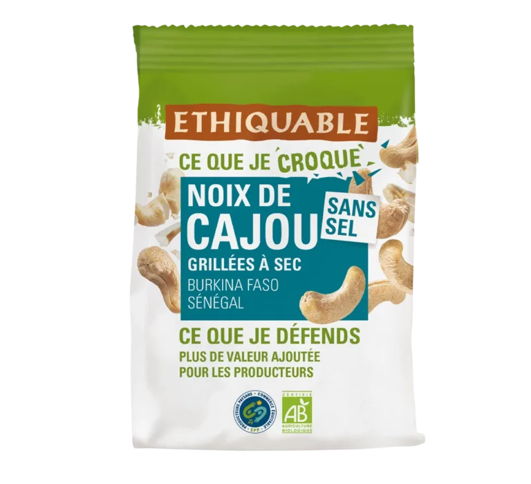 Ethiquable Dry-roasted unsalted cashews (fair-trade organic)