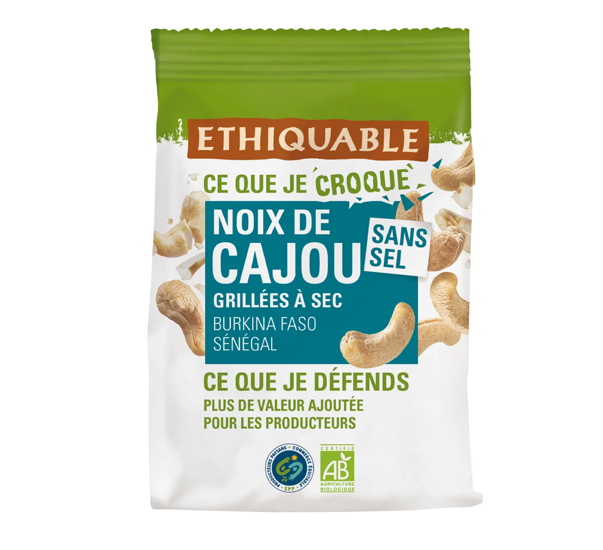 Ethiquable — Dry-roasted unsalted cashews (fair-trade organic)