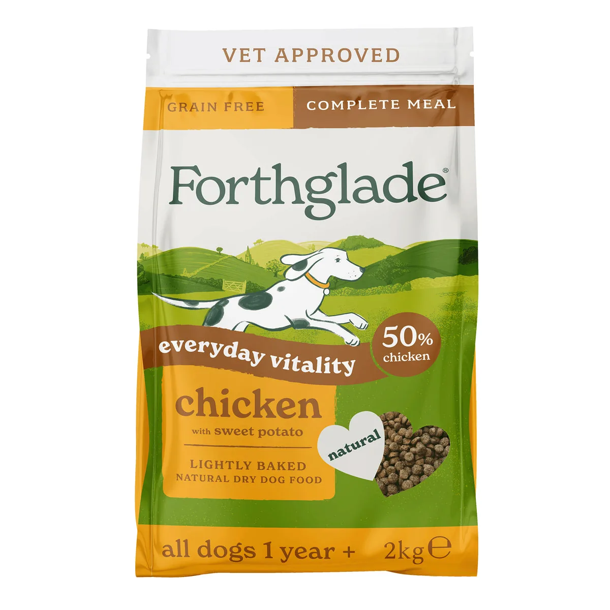Forthglade Lightly Baked Chicken grain-free dry dog food 2kg pack