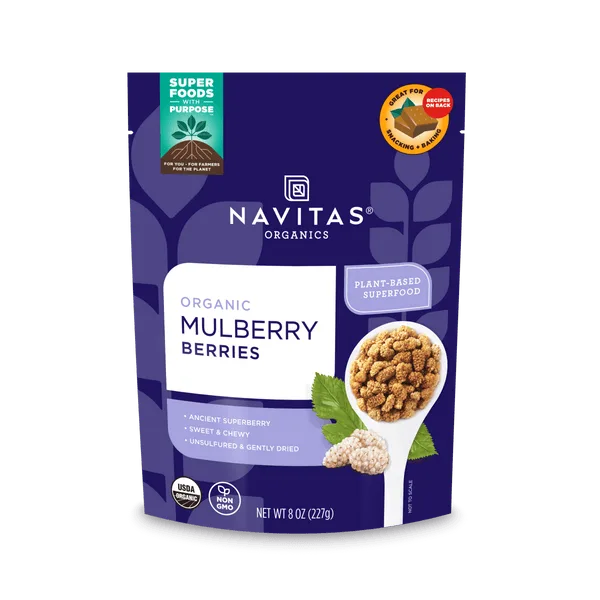 Navitas Organics Organic Dried White Mulberries (also Goldenberries, Goji)