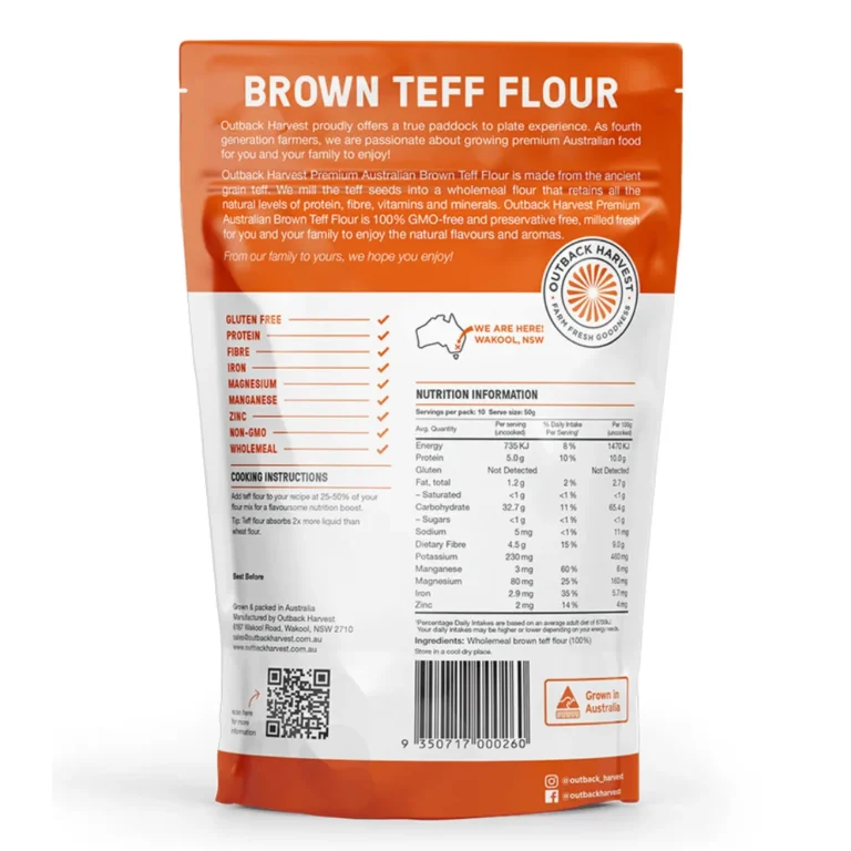 Outback Harvest Brown / White Teff Flour (whole grain, 500g)