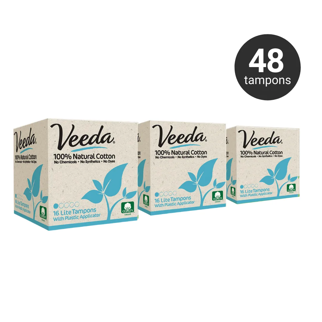 Veeda Veeda 100% Natural Cotton BPA-Free Compact Applicator Tampons