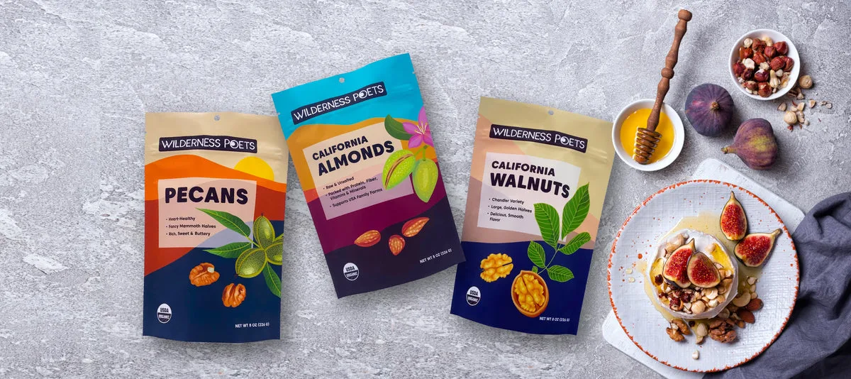 Wilderness Poets — Organic raw nuts (California almonds, Chandler walnuts, NW hazelnuts, macadamias, pecans, cashews, brazil nuts)