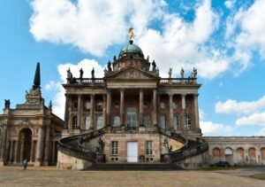 Stunning view of the University of Potsdam's baroque Neues Palais facade in Germany.