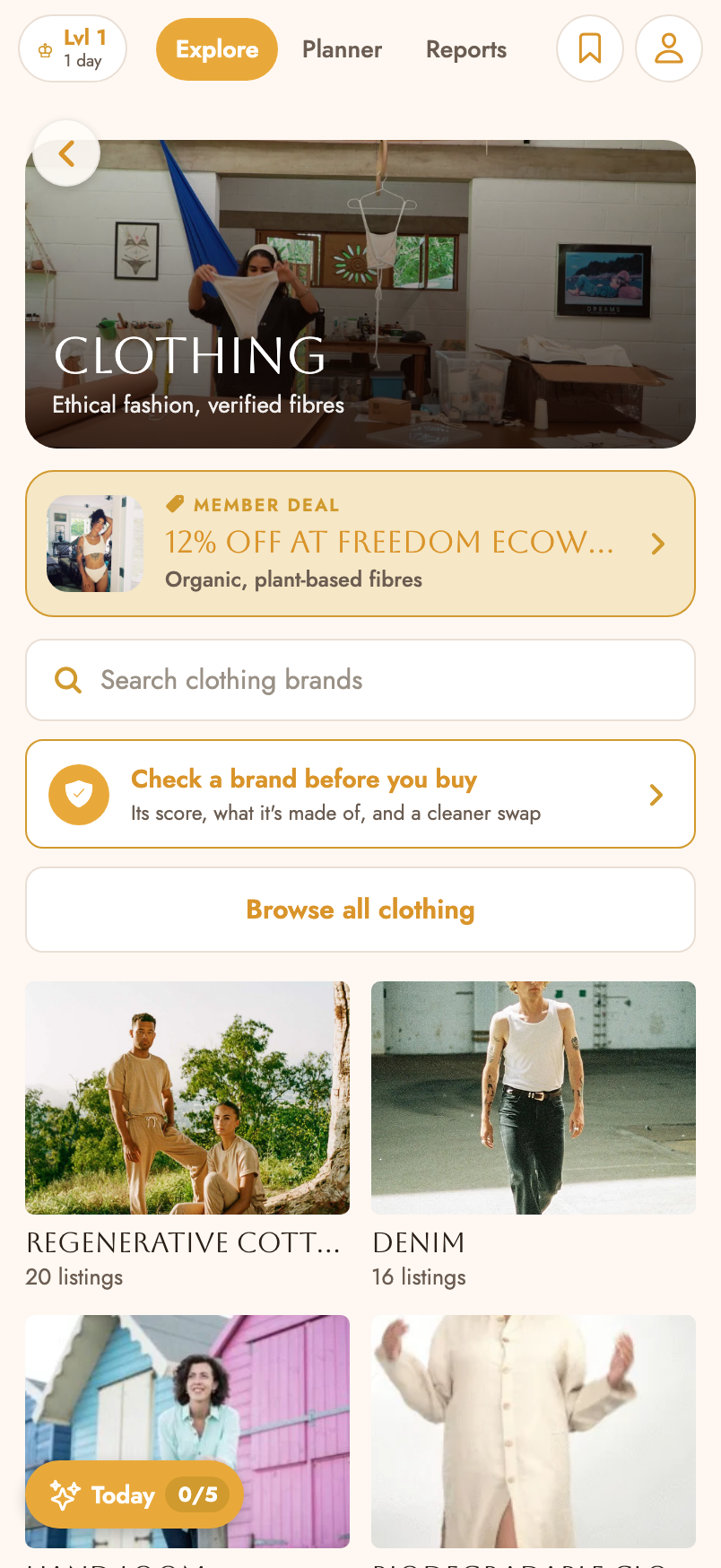 Clothing screen