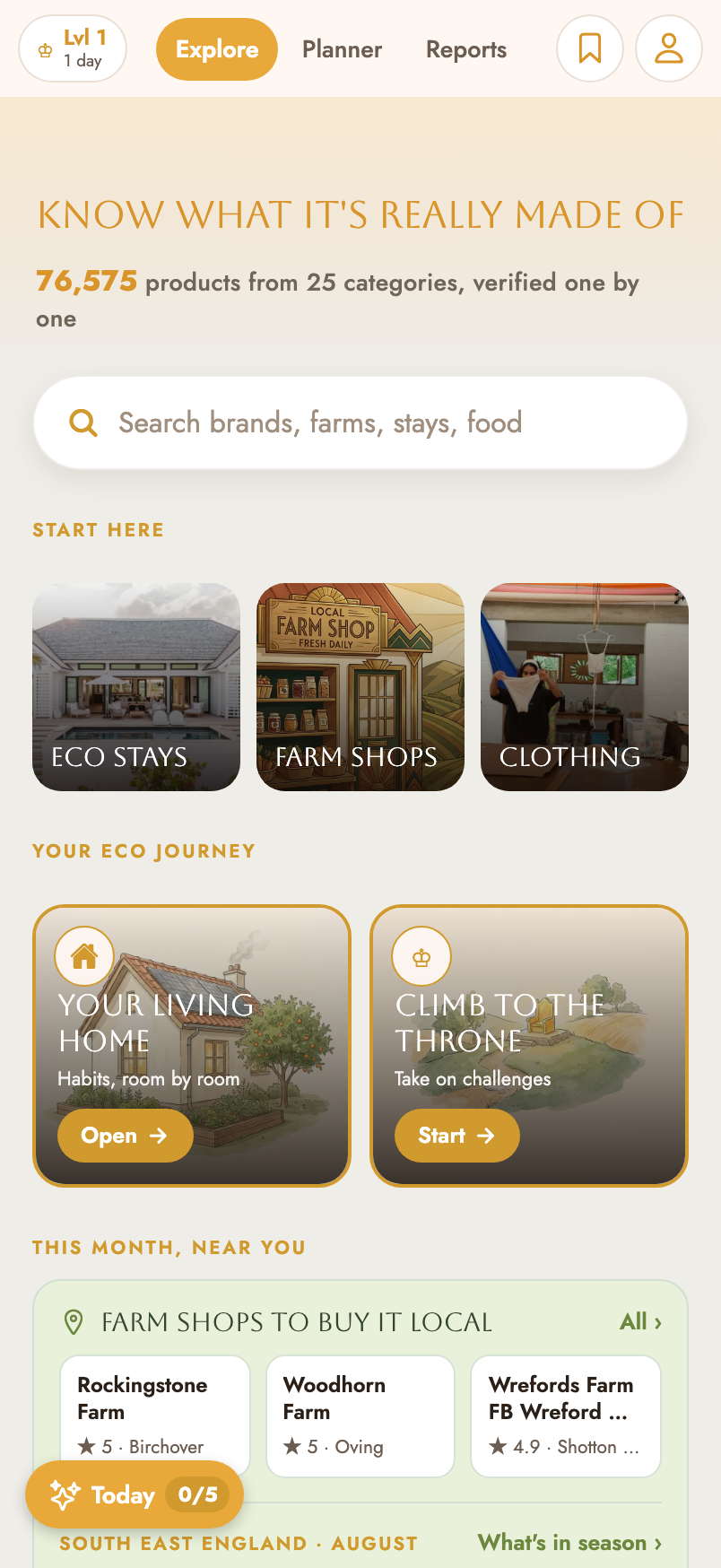 Explore screen
