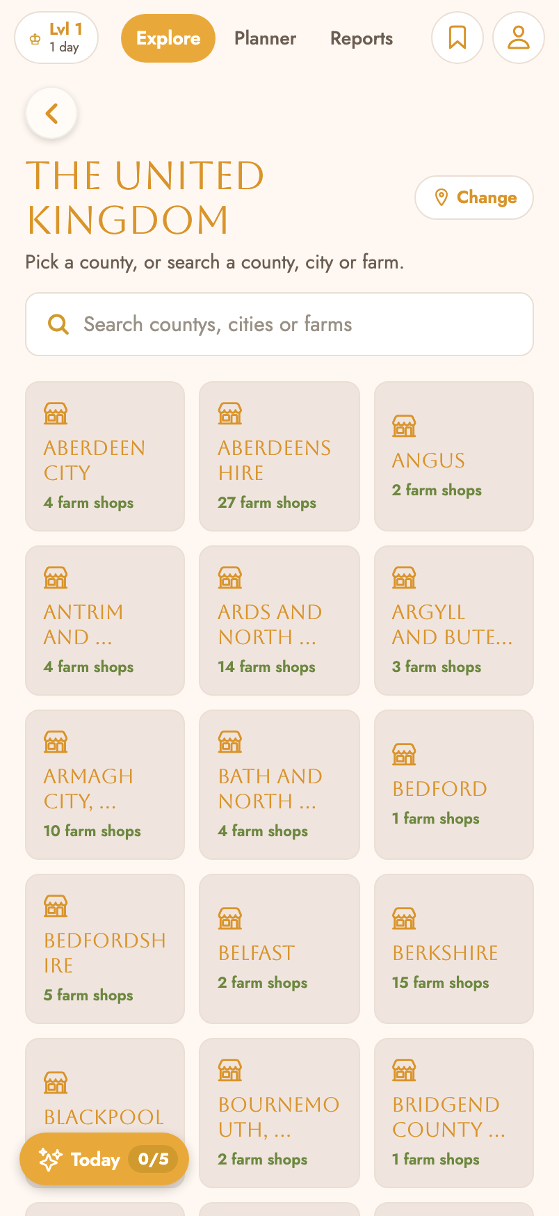 Farm Shops screen